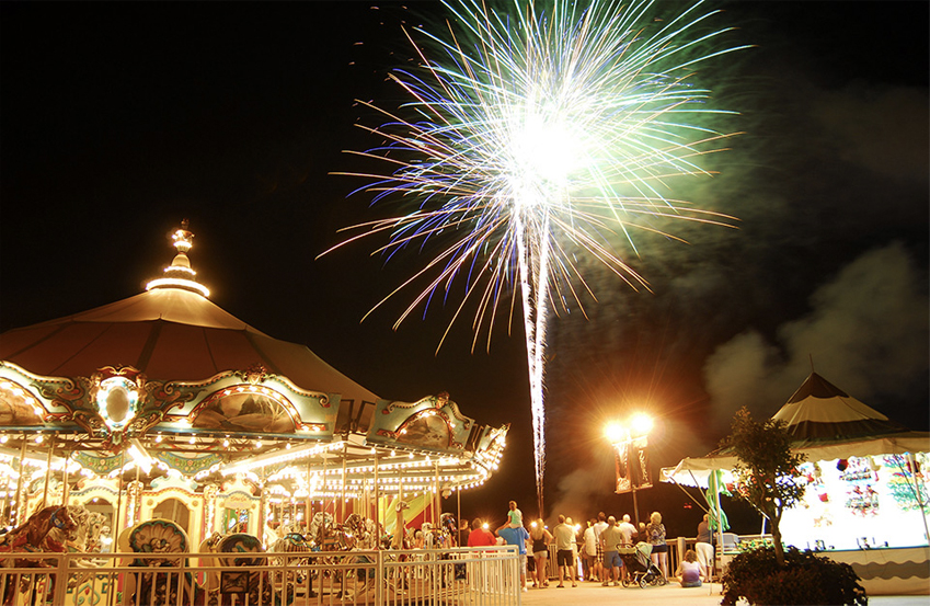 a fireworks at the amusement park