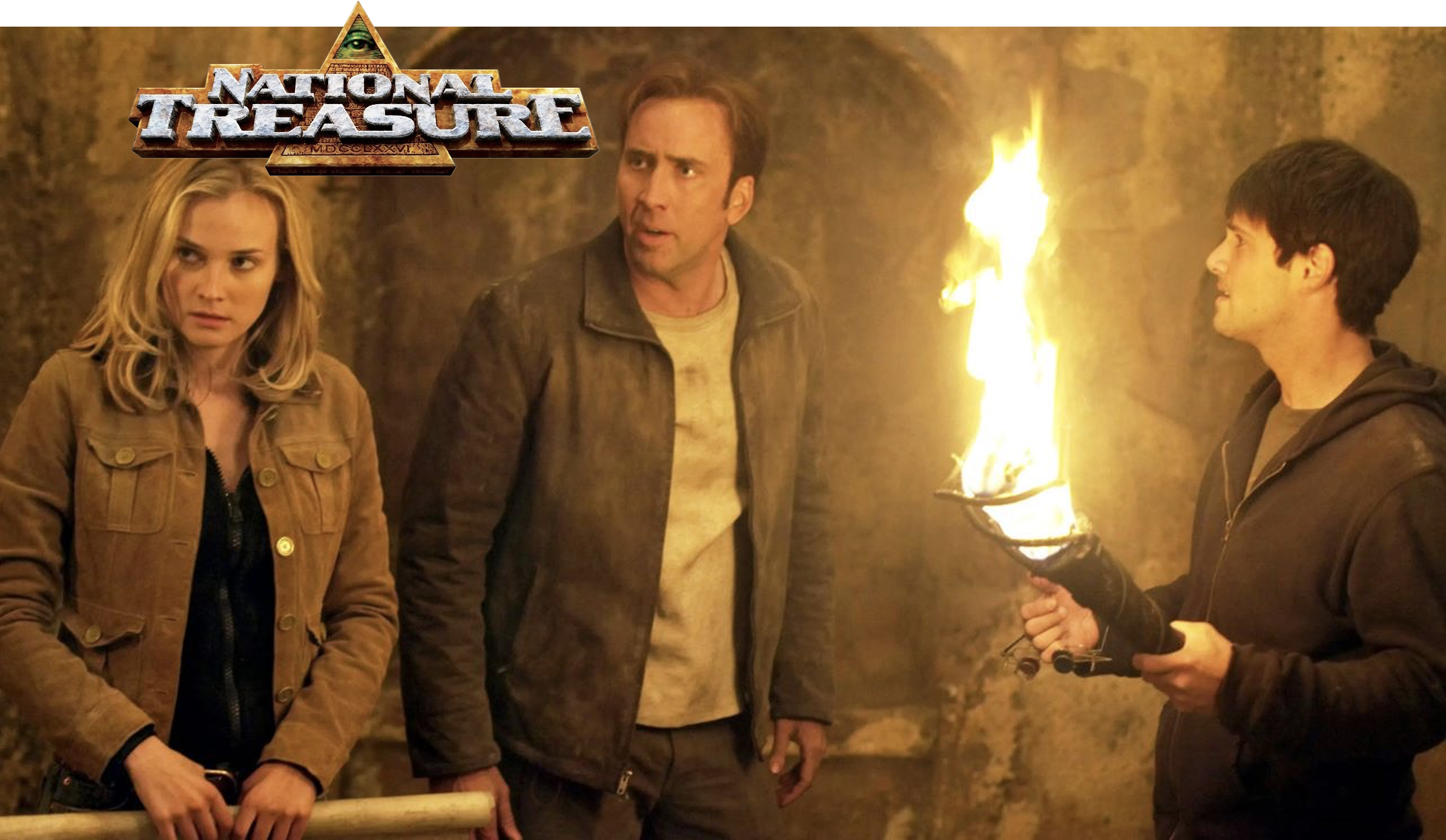 a shot from National Treasure movie with Nicolas Cage